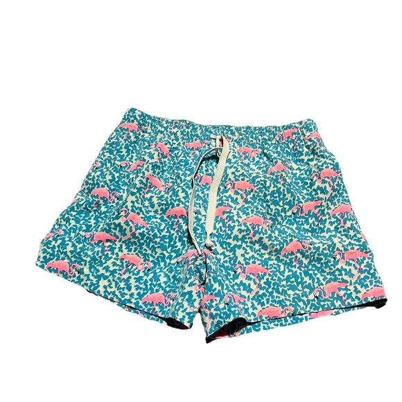 Chubbies Boys Blue Pink Flamingo Printed Swim Trunks Youth Size Small 8/9 - Picture 1 of 8